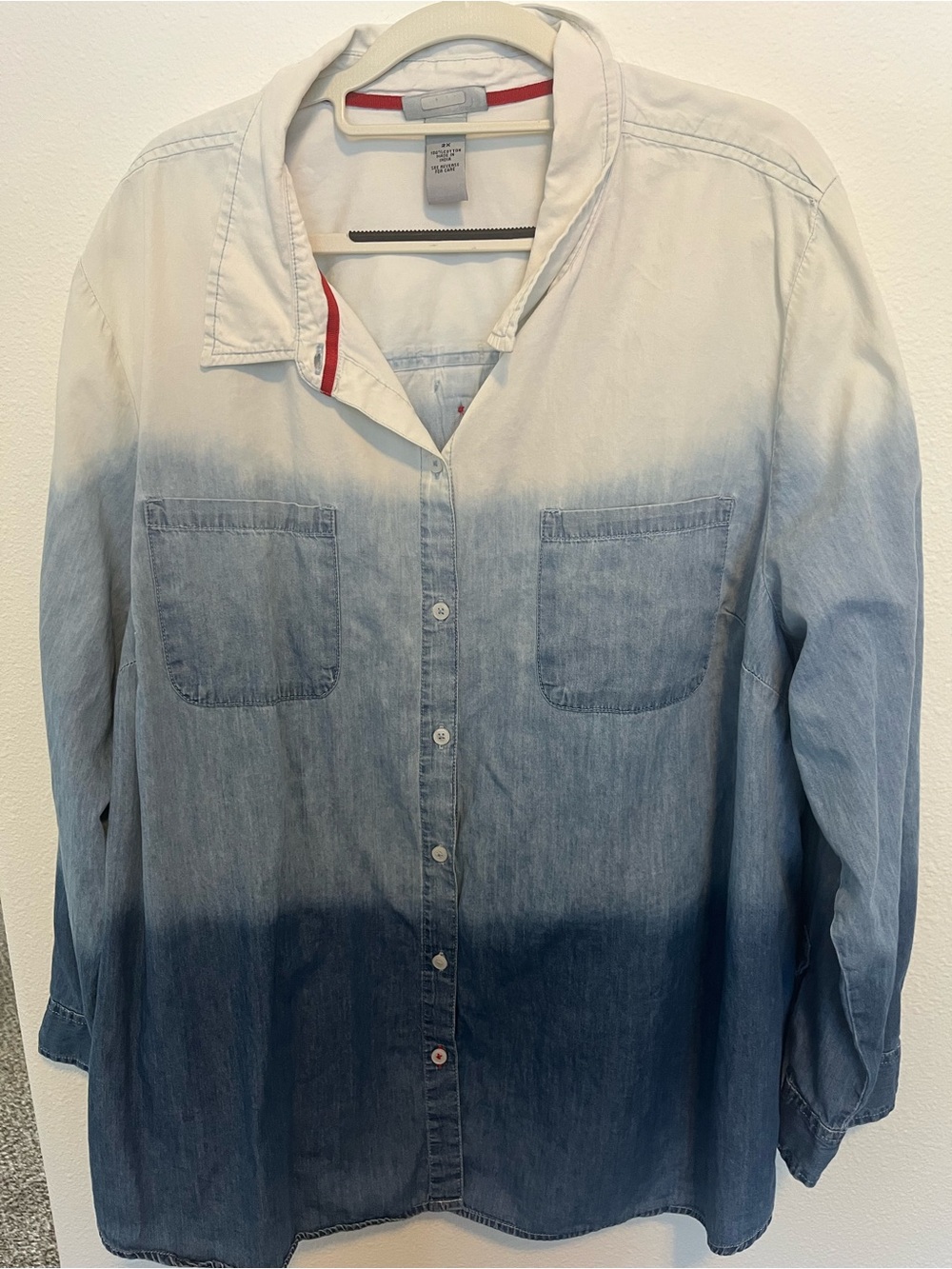 H&M Ombre Denim Button-Down Shirt in White and Blue